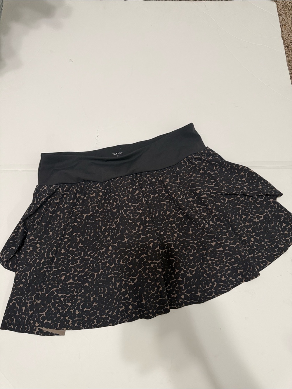 Varley Black and Taupe Printed Skater Skirt